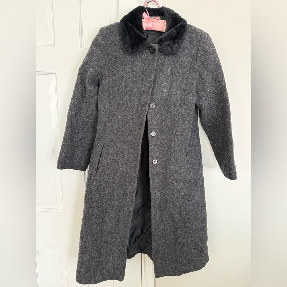 Rothschild Charcoal Pea Coat with Black Collar